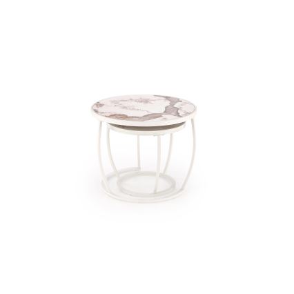 Sada 2x Konferenční stolek AURORO béžová/bílá