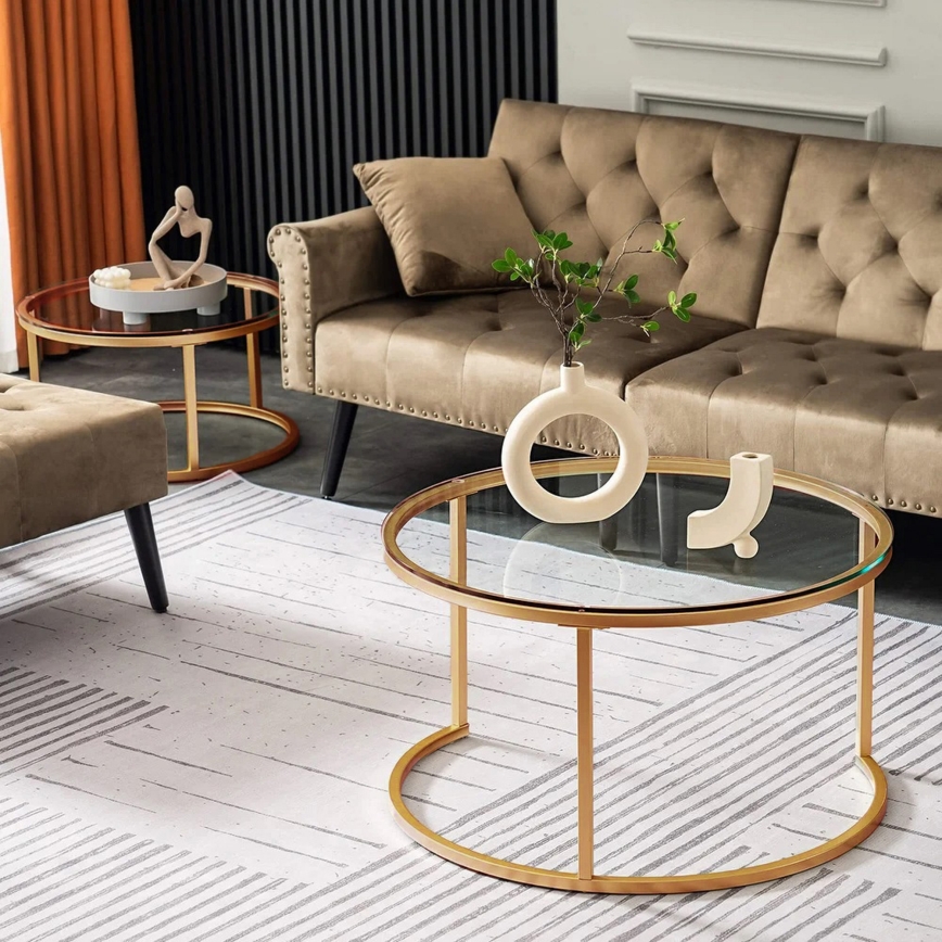 SADA 2x Konferenční stolek BELARUS 80/40 cm zlatá