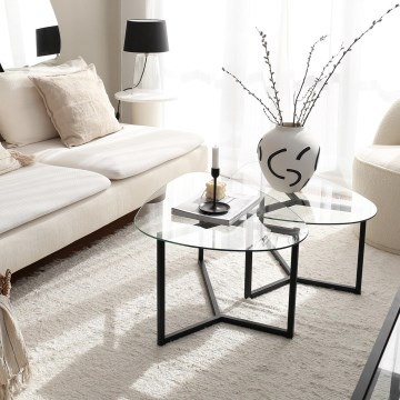 SADA 2x Konferenční stolek BELLISIMO 82x58 cm černá/čirá