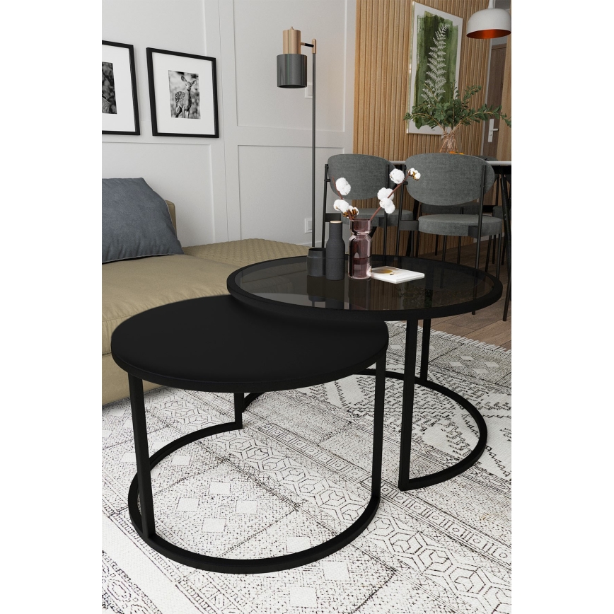SADA 2x Konferenční stolek BORA pr. 57/75 cm černá