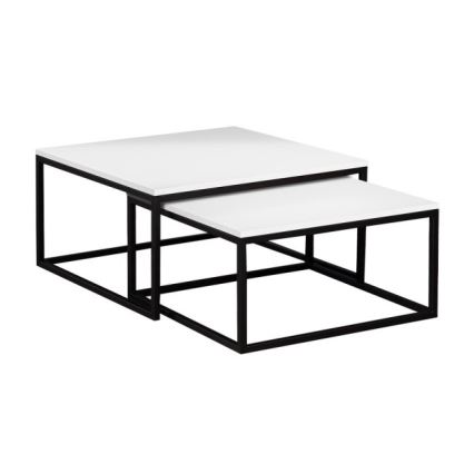 SADA 2x Konferenční stolek DUAL 76x76/66x66 cm černá/bílá