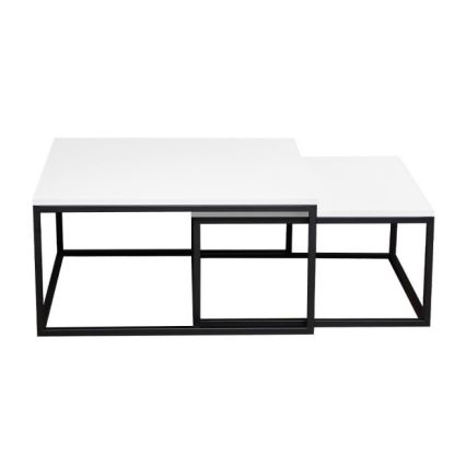 SADA 2x Konferenční stolek DUAL 76x76/66x66 cm černá/bílá