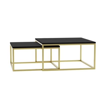 SADA 2x Konferenční stolek DUAL 76x76/66x66 cm černá/zlatá