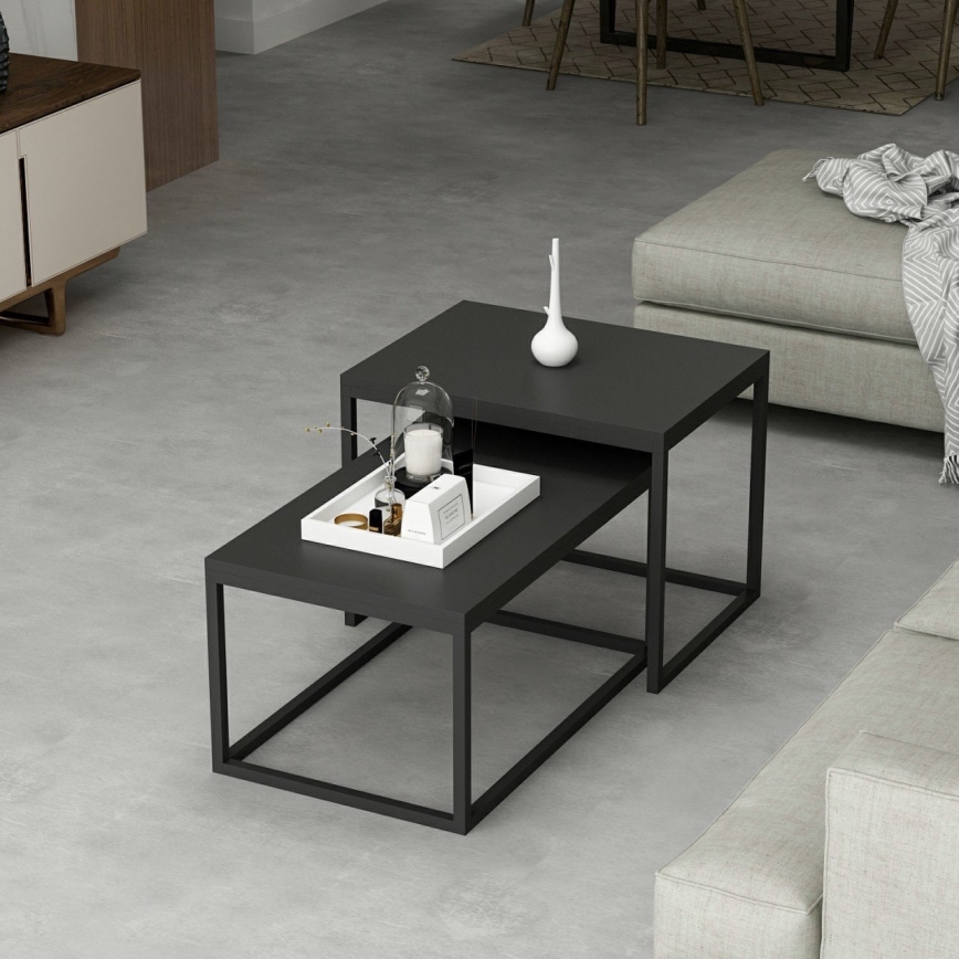 SADA 2x Konferenční stolek LEKA 72x45/60x45 cm černá