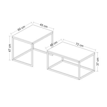 SADA 2x Konferenční stolek LEKA 72x45/60x45 cm černá