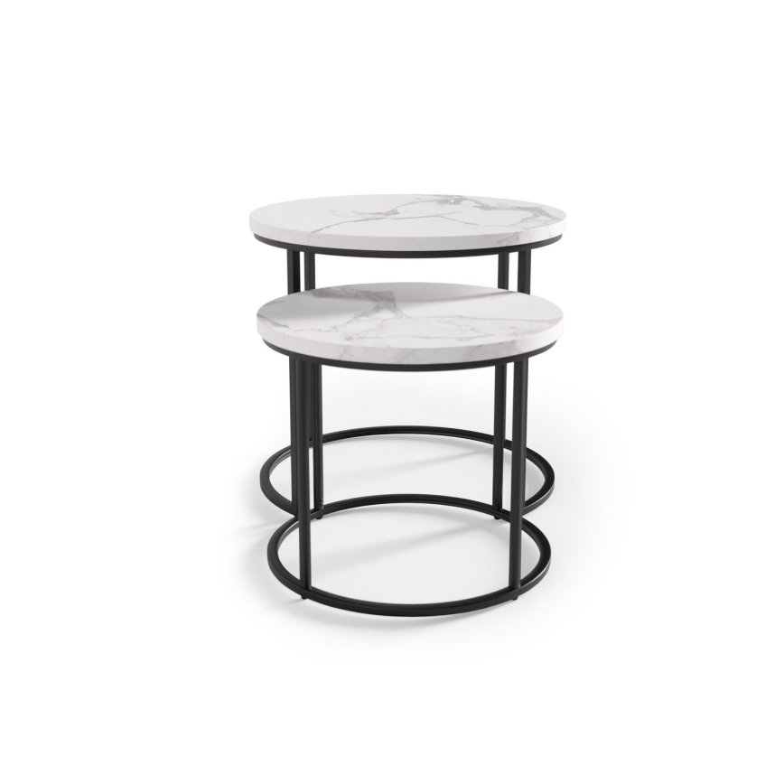SADA 2x Konferenční stolek OREO pr. 43/53 cm černá/mramor