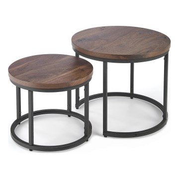 SADA 2x Konferenční stolek OREO pr. 43/53 cm černá/ořech