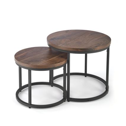 SADA 2x Konferenční stolek OREO pr. 43/53 cm černá/ořech