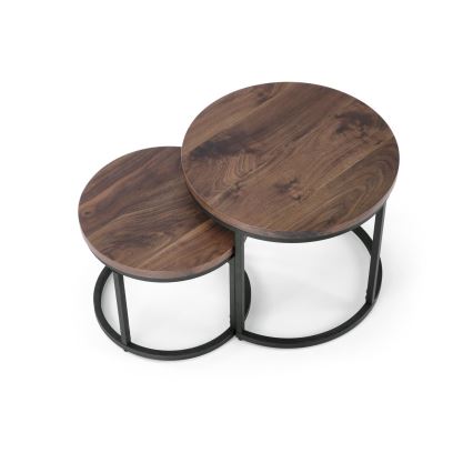 SADA 2x Konferenční stolek OREO pr. 43/53 cm černá/ořech