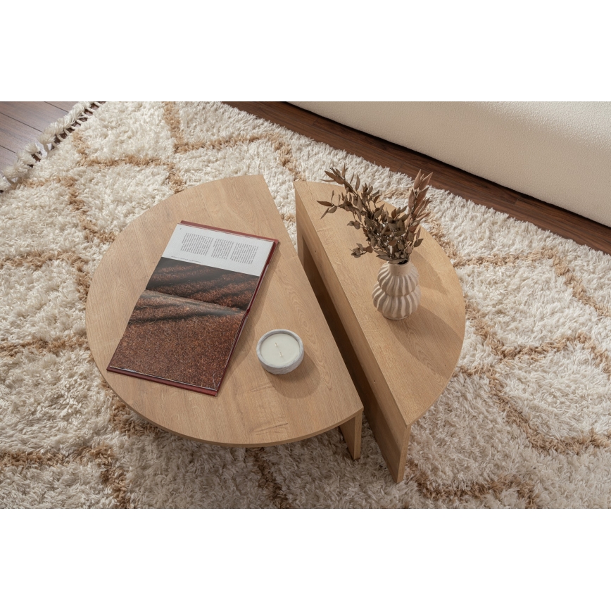 SADA 2x Konferenční stolek ORION 90x60/85x30 cm dub