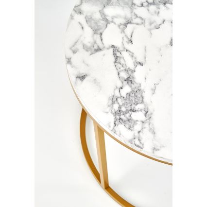Sada 2x Konferenční stolek PACILA dekor mramor/zlatá