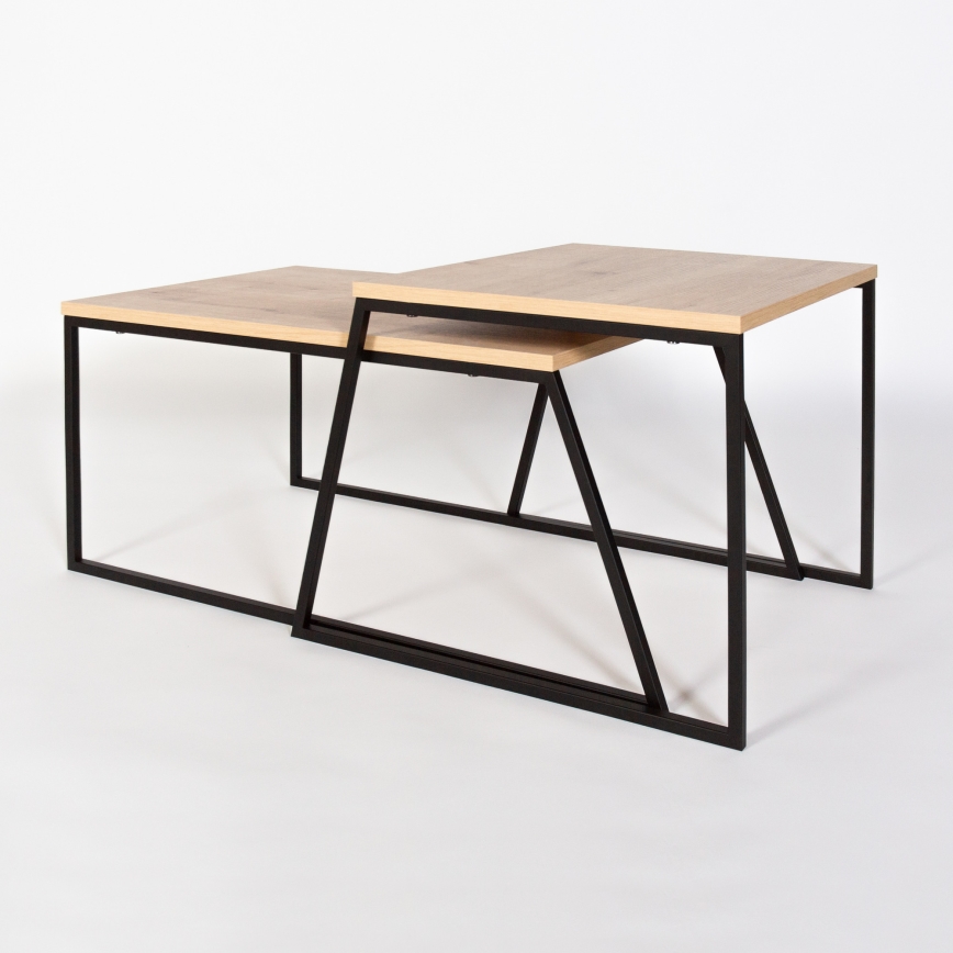 SADA 2x Konferenční stolek PAL 75x50/55x47 cm béžová/černá