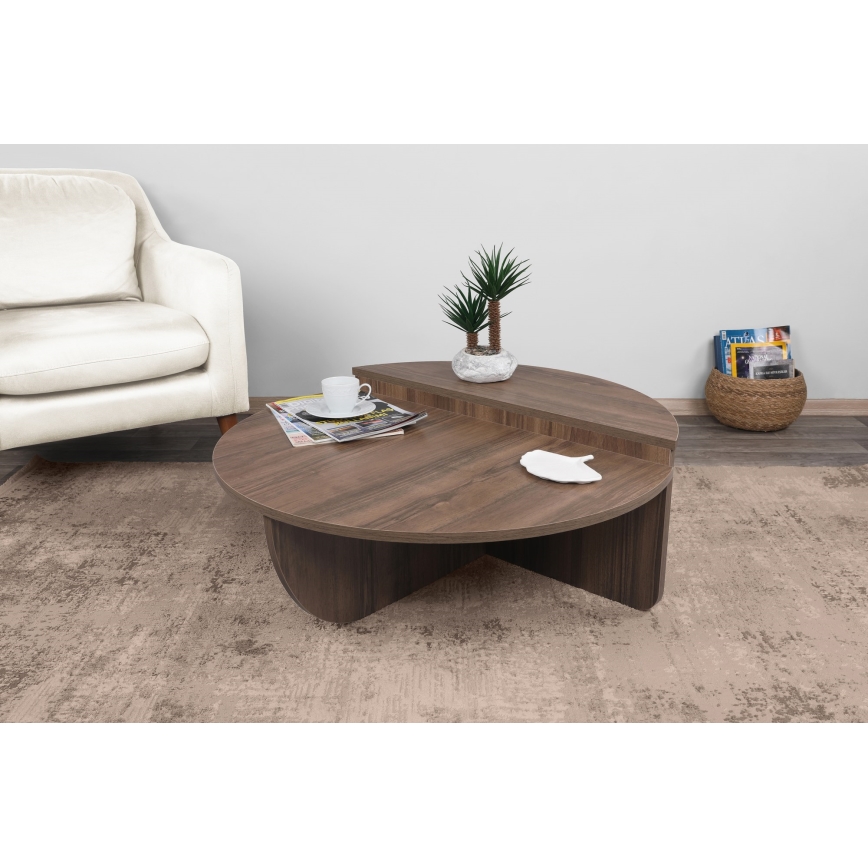 SADA 2x Konferenční stolek PODIUM 90x60/85x30 cm hnědá