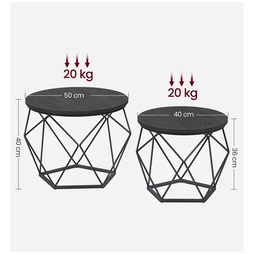 SADA 2x Konferenční stolek TALIA 50/40 cm černá