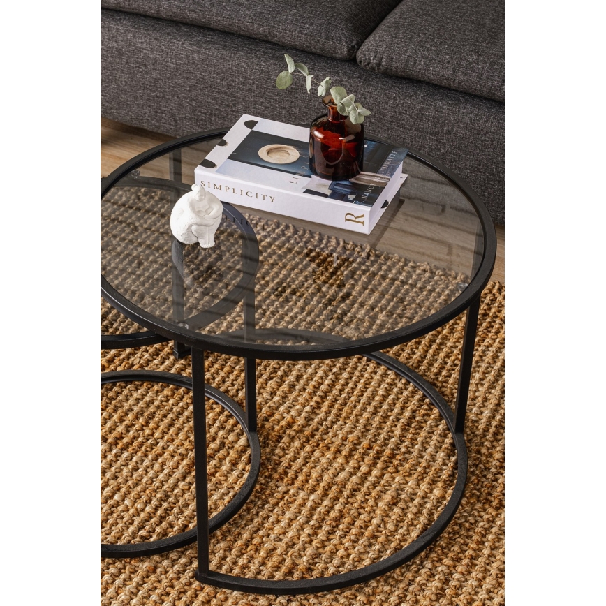SADA 2x Konferenční stolek TOKYO pr. 42/60 cm černá