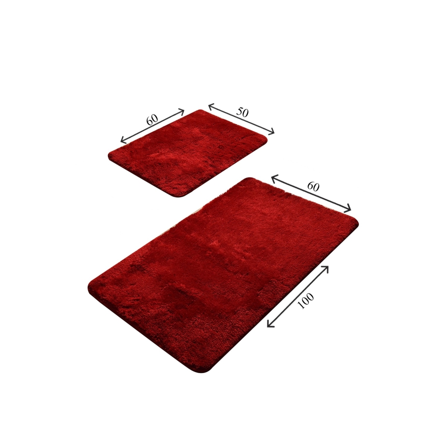 SADA 2x Koupelnová předložka 60/100 cm červená