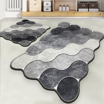 SADA 2x Koupelnová předložka CIRCLE 60/100 cm šedá