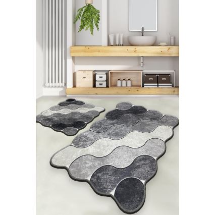 SADA 2x Koupelnová předložka CIRCLE 60/100 cm šedá