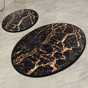 SADA 2x Koupelnová předložka GOLDES 60/100 cm černá/zlatá
