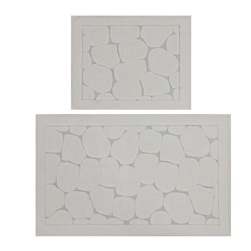 SADA 2x Koupelnová předložka LINO 60/100 cm krémová