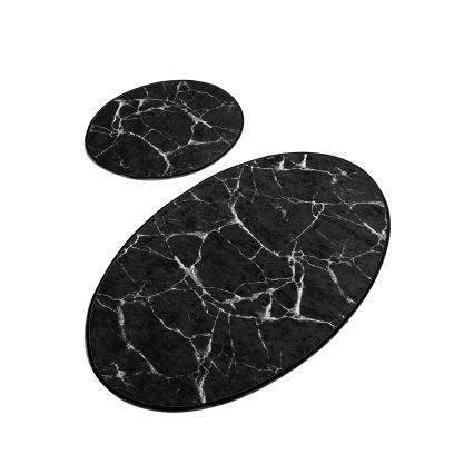 SADA 2x Koupelnová předložka MARBLE 50x60/60x100 cm černá