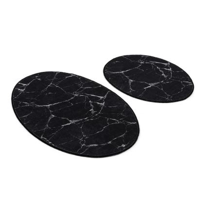 SADA 2x Koupelnová předložka MARBLE 50x60/60x100 cm černá