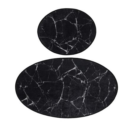 SADA 2x Koupelnová předložka MARBLE 50x60/60x100 cm černá