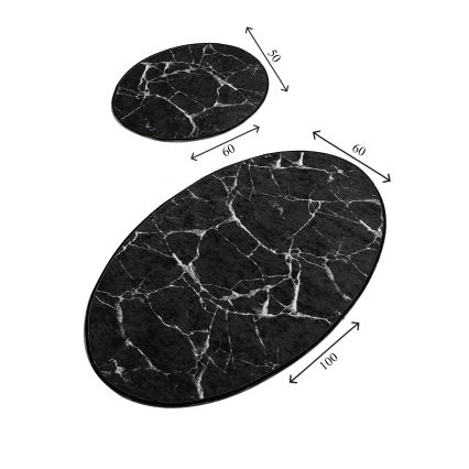 SADA 2x Koupelnová předložka MARBLE 50x60/60x100 cm černá