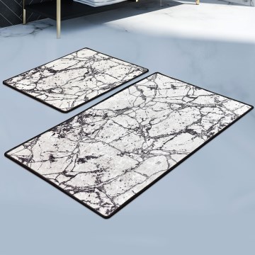 SADA 2x Koupelnová předložka MARBLE 60/100 cm bílá/černá