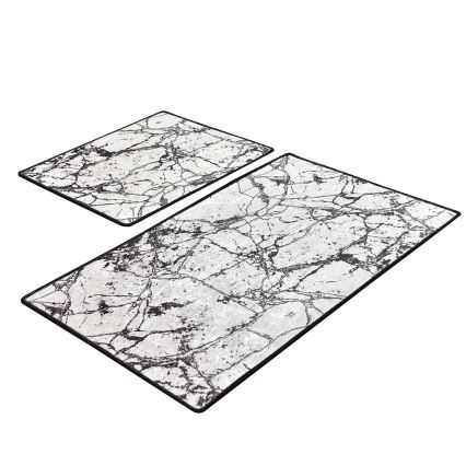 SADA 2x Koupelnová předložka MARBLE 60/100 cm bílá/černá