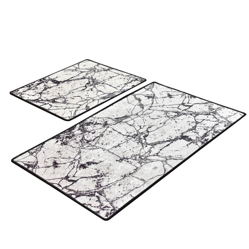 SADA 2x Koupelnová předložka MARBLE 60/100 cm bílá/černá