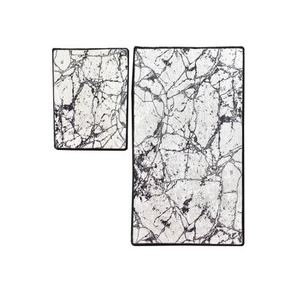SADA 2x Koupelnová předložka MARBLE 60/100 cm bílá/černá