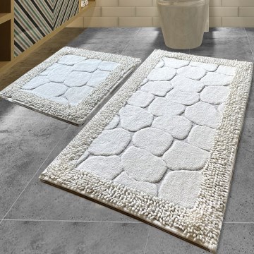 SADA 2x Koupelnová předložka STONE 60/100 cm bílá
