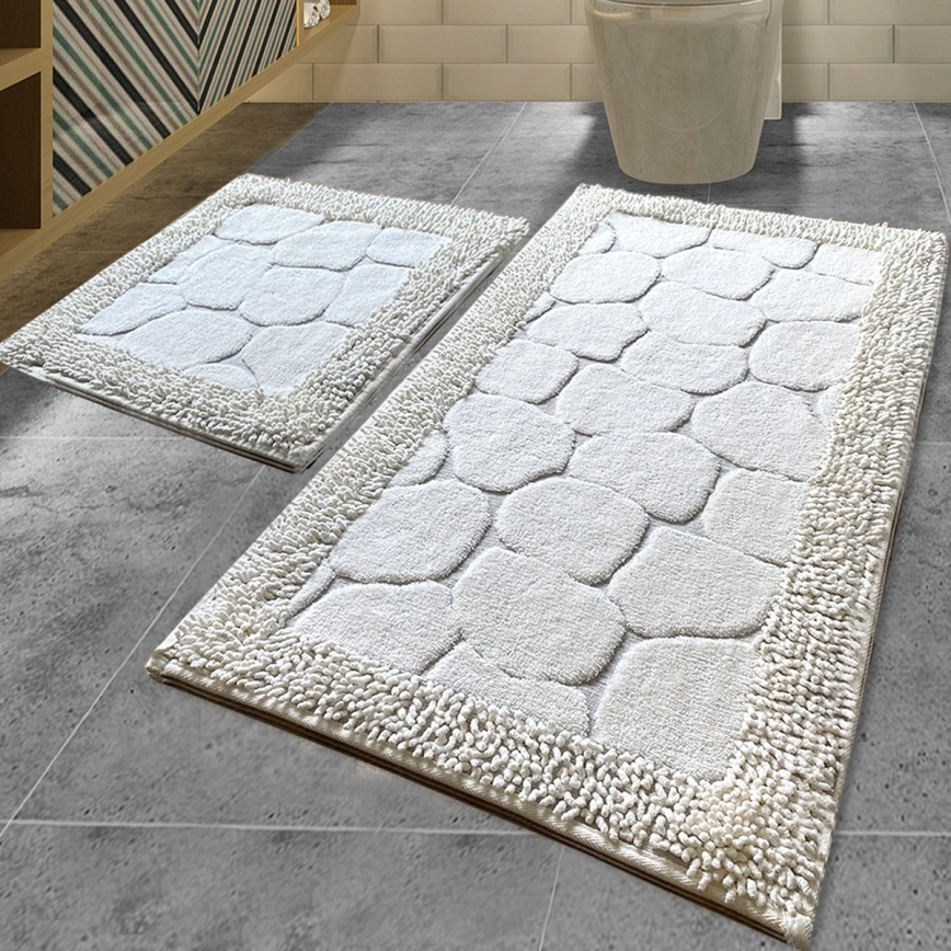 SADA 2x Koupelnová předložka STONE 60/100 cm bílá