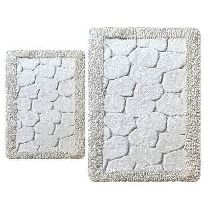 SADA 2x Koupelnová předložka STONE 60/100 cm bílá