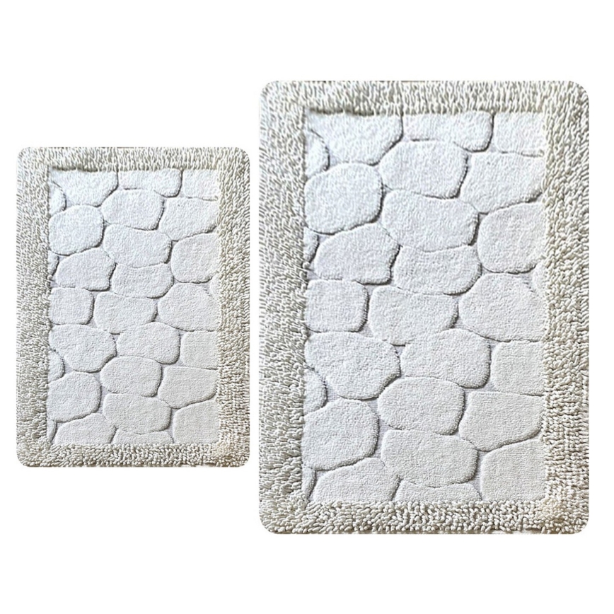 SADA 2x Koupelnová předložka STONE 60/100 cm bílá