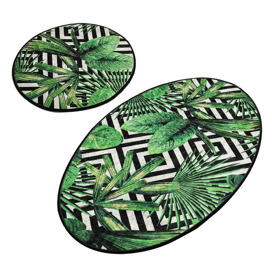 SADA 2x Koupelnová předložka TROPIC 60/100 cm zelená