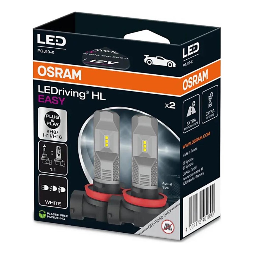 SADA 2x LED Autožárovka H8/H11/H16 PGJ19-X/8,2W/12V 6000K - Osram
