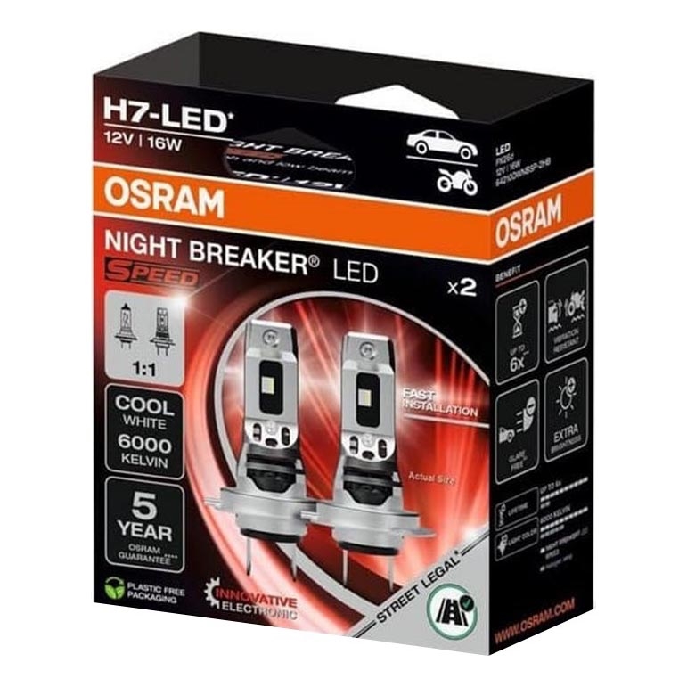 SADA 2x LED Autožárovka NIGHT BREAKER SPEED H7 PX26d/16W/12V 6000K - Osram