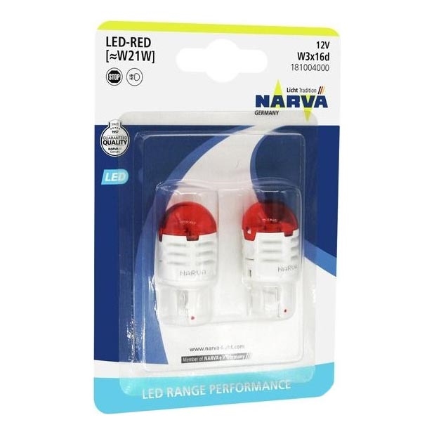 SADA 2x LED Autožárovka W21W W3x16d/1,75W/12V červená - Narva 18100RPNVAB2