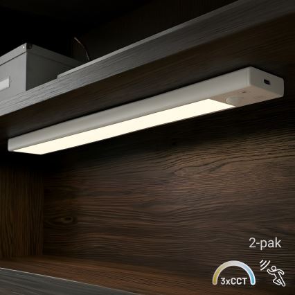 SADA 2x LED Nabíjecí osvětlení nábytku se senzorem pohybu a soumraku VIRO LED/1,2W/3,7V 800 mAh 3000/4000/6500K 30 cm bílá
