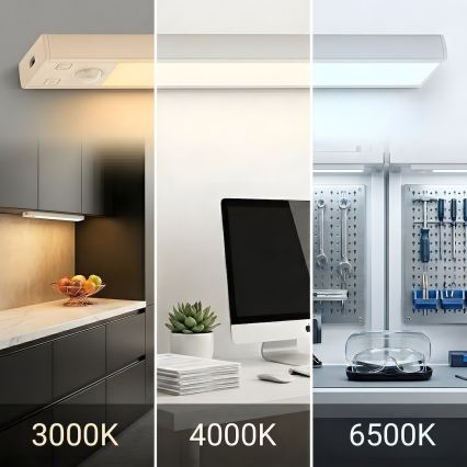 SADA 2x LED Nabíjecí osvětlení nábytku se senzorem pohybu a soumraku VIRO LED/1W/3,7V 800 mAh 3000/4000/6500K 20 cm bílá