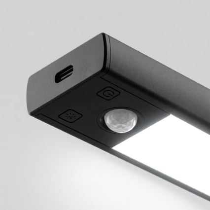 SADA 2x LED Nabíjecí osvětlení nábytku se senzorem pohybu a soumraku VIRO LED/1W/3,7V 800 mAh 3000/4000/6500K 20 cm černá