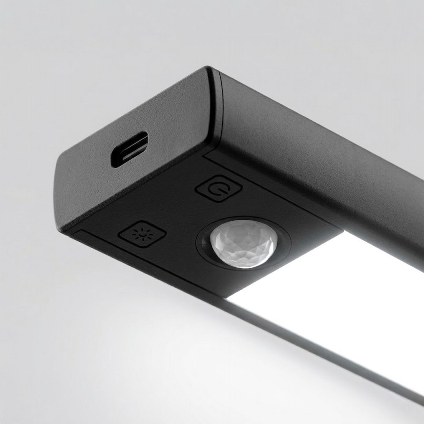 SADA 2x LED Nabíjecí osvětlení nábytku se senzorem pohybu a soumraku VIRO LED/1W/3,7V 800 mAh 3000/4000/6500K 20 cm černá