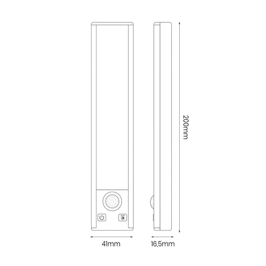 SADA 2x LED Nabíjecí osvětlení nábytku se senzorem pohybu a soumraku VIRO LED/1W/3,7V 800 mAh 3000/4000/6500K 20 cm černá