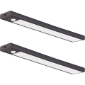 SADA 2x LED Nabíjecí osvětlení nábytku se senzorem pohybu a soumraku VIRO LED/1,2W/3,7V 800 mAh 3000/4000/6500K 30 cm černá