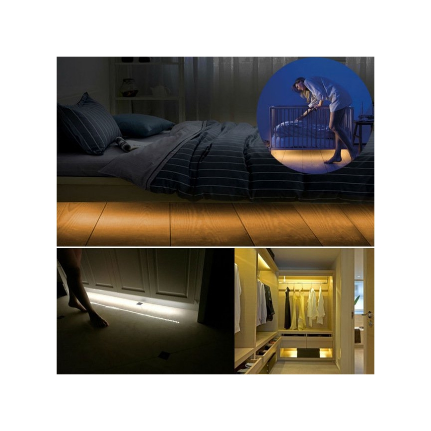 SADA 2x LED Pásek se senzorem WAVE SENZOR 1,2m LED/4W/230V 3000K