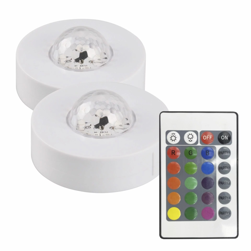 SADA 2x LED RGB Stmívatelné dekorační svítidlo FESTA 3xAAA/4,5V + dálkové ovládání