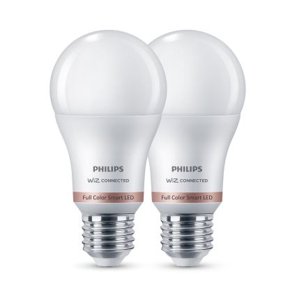 SADA 2x LED RGB Stmívatelná žárovka Philips SMART A60 E27/8,5W/230V 2200-6500K + dálkové ovládání