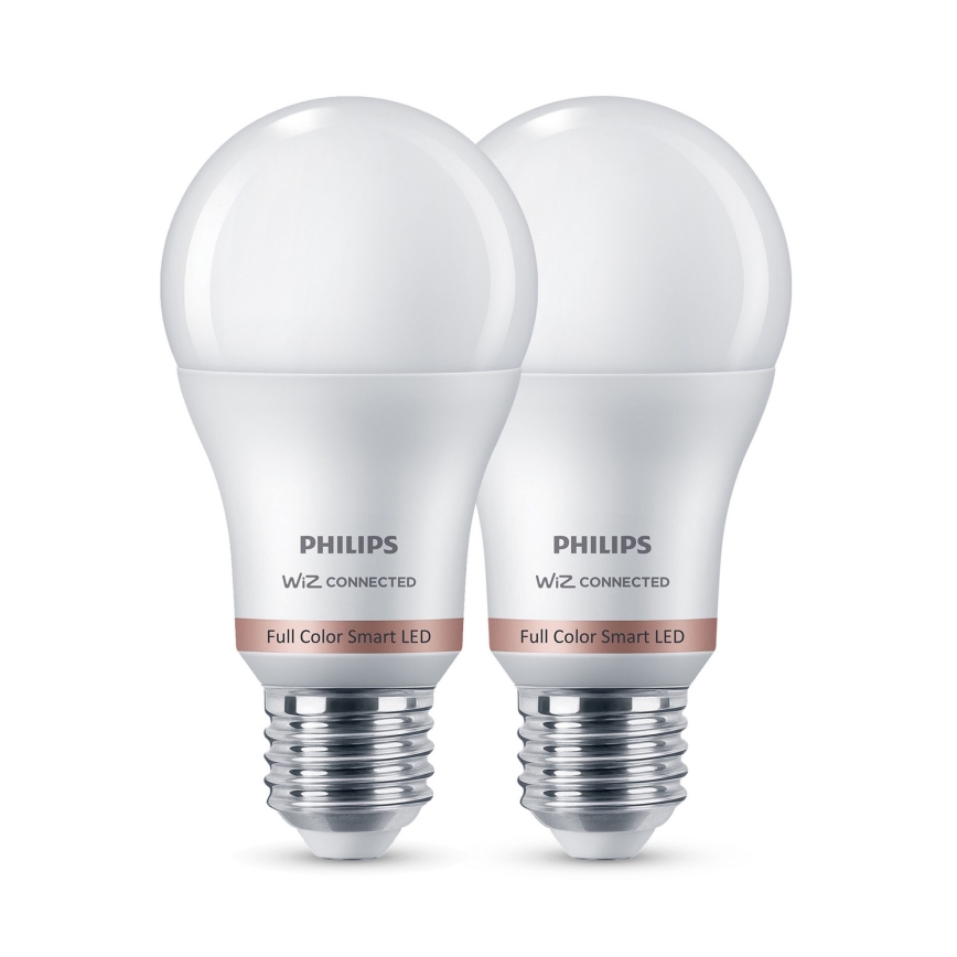 SADA 2x LED RGB Stmívatelná žárovka Philips SMART A60 E27/8,5W/230V 2200-6500K + dálkové ovládání